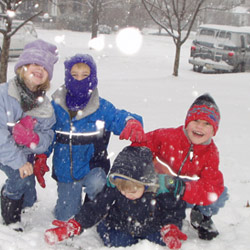 Children Playing in Snow