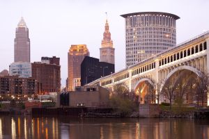 Detroit Superior Bridge over Cuyahoga River, Cleveland, Ohio, USA