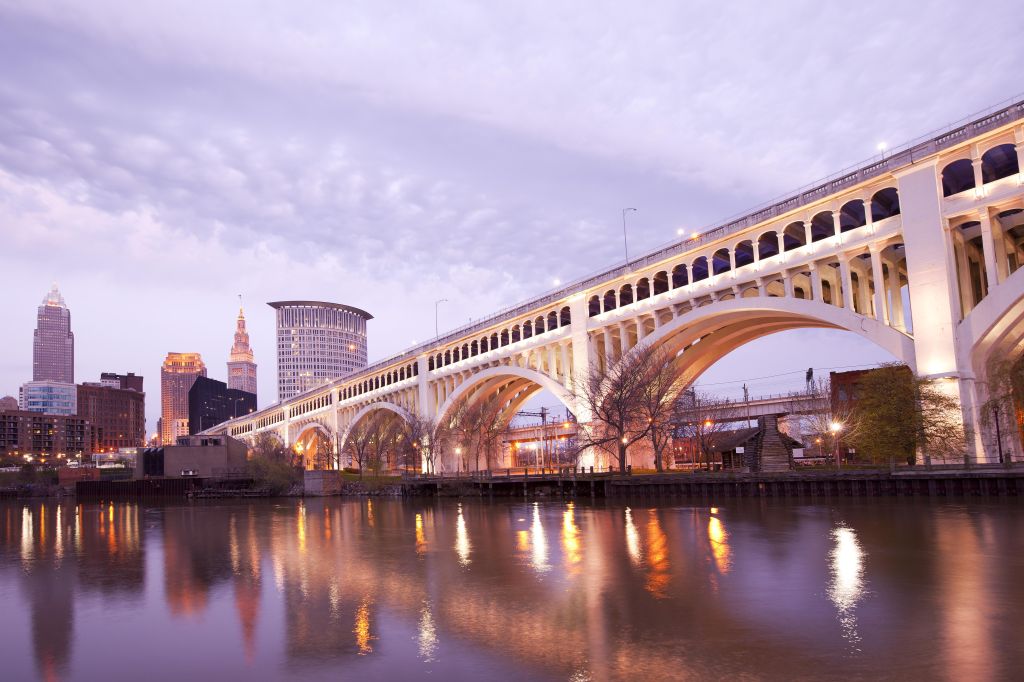 Detroit Superior Bridge over Cuyahoga River, Cleveland, Ohio, USA