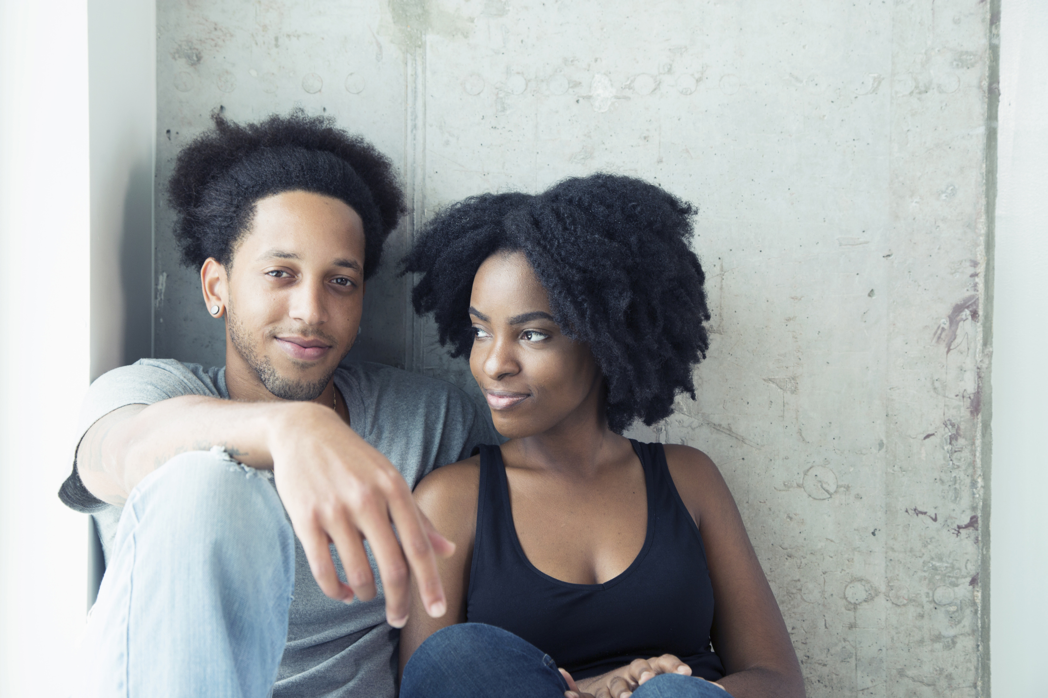 Relaxed, young African American couple