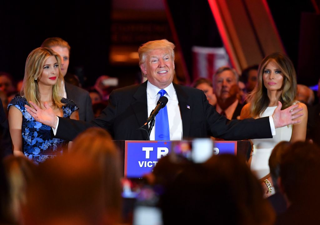 NEW YORK, NY - MAY 3: Surrounded by his supporters and family,