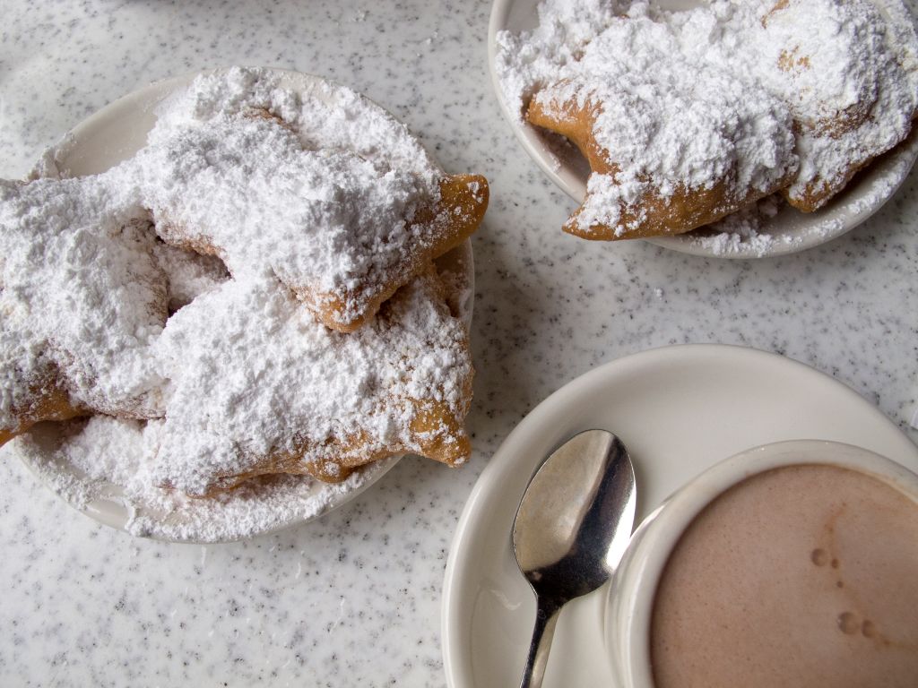 Beignets and hot chocolate are popular items at Cafe Du Monde.