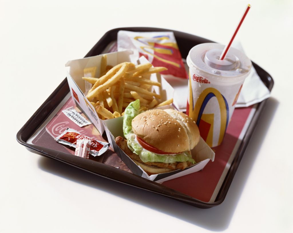 Fast food on tray