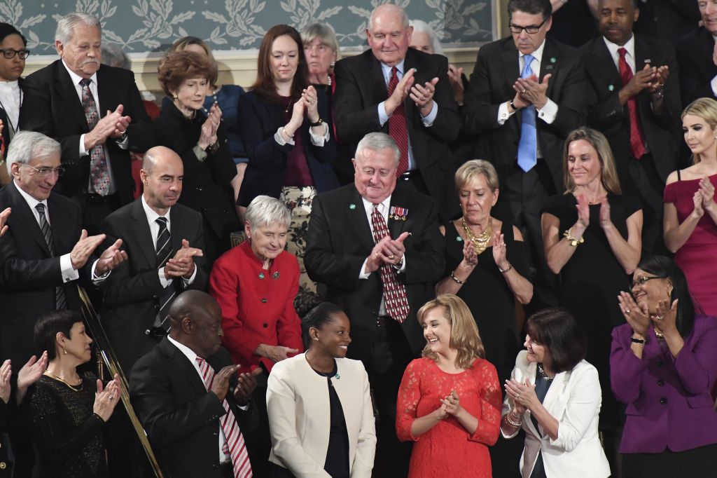 WASHINGTON, DC - FEBRUARY 28: People applaud Denisha Merriweath