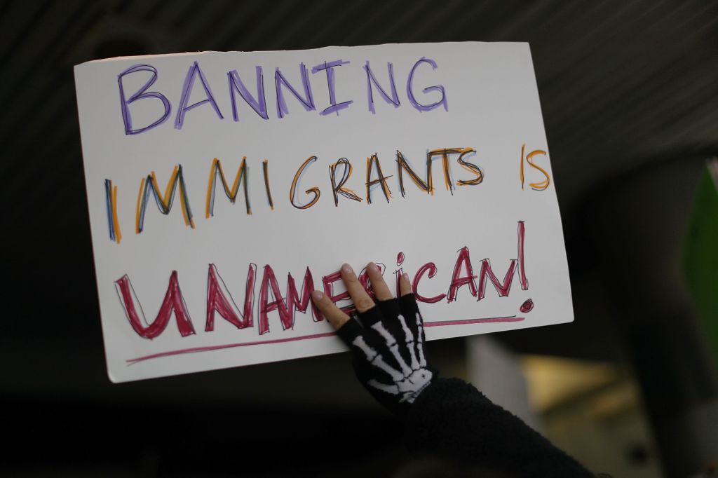 Protestors Rally Against Muslim Immigration Ban At Miami Airport