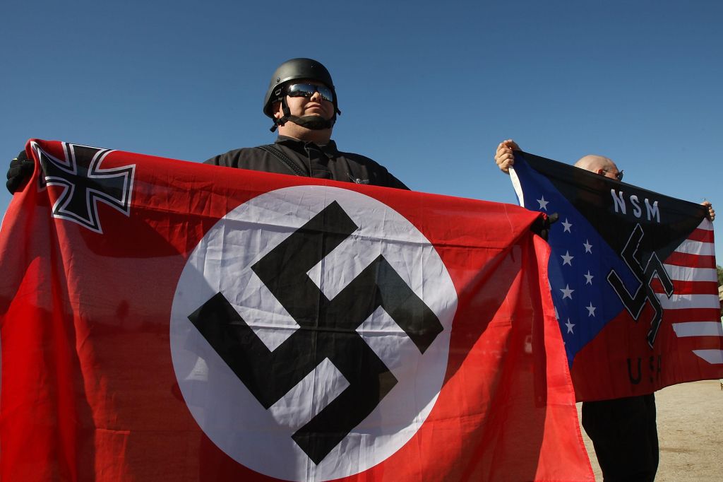 Members Of National Socialist Movement Hold Anti-Immigration Rally