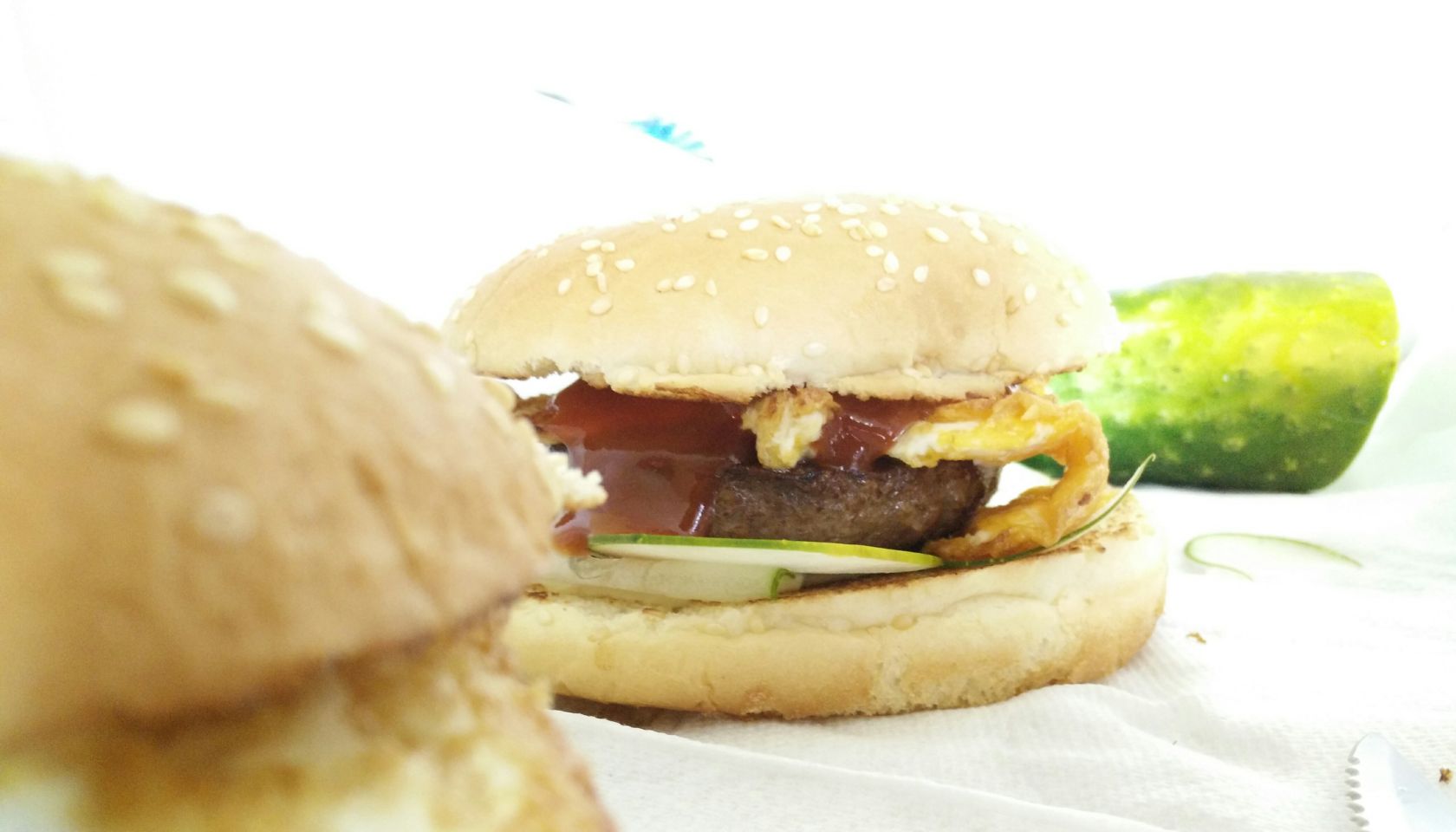 Hamburgers On Tablecloth