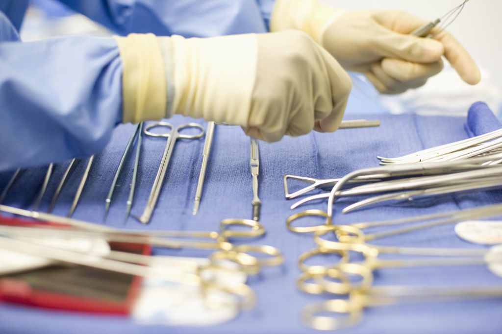 Close up of hospital operating implements