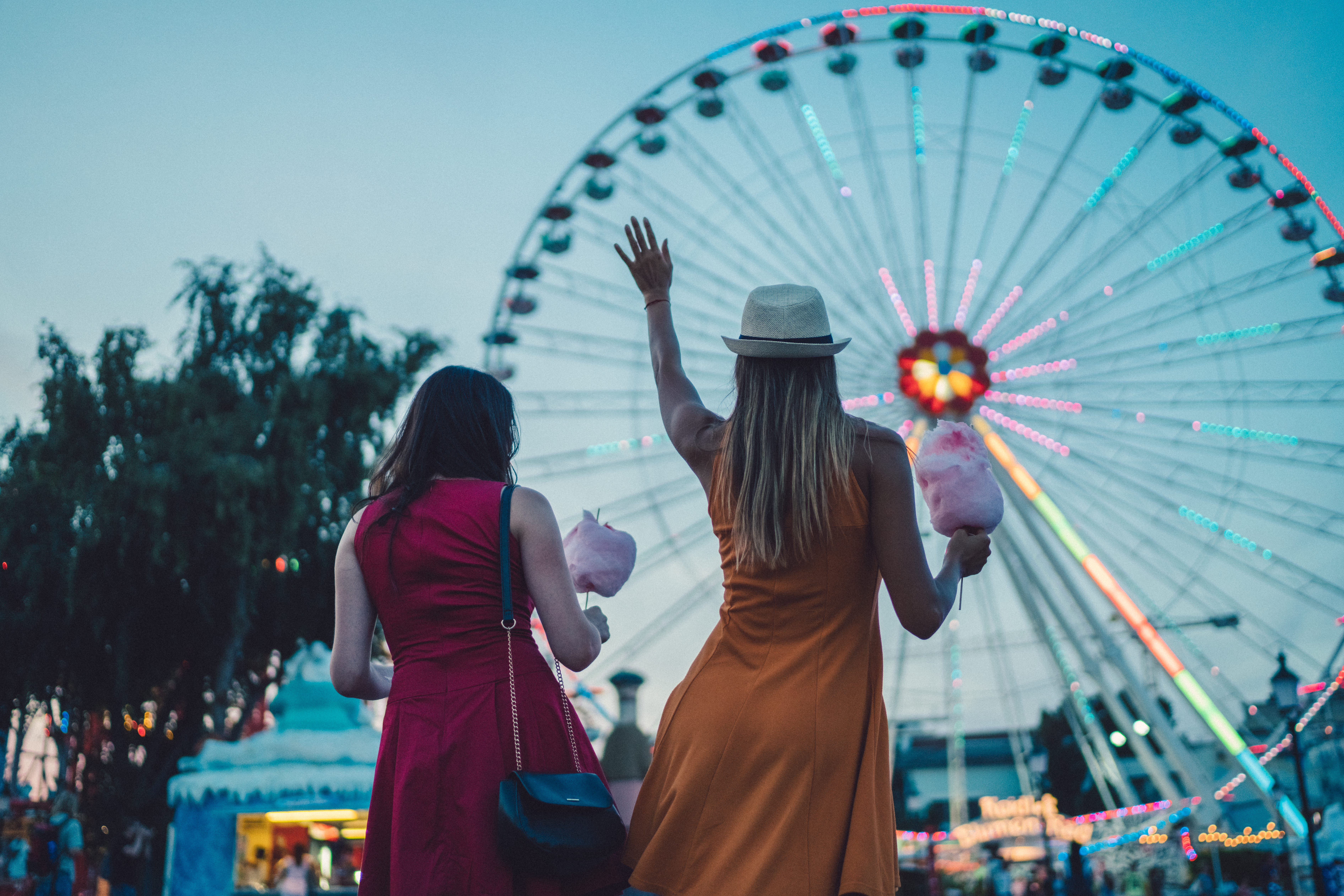 Girls at the amusement park