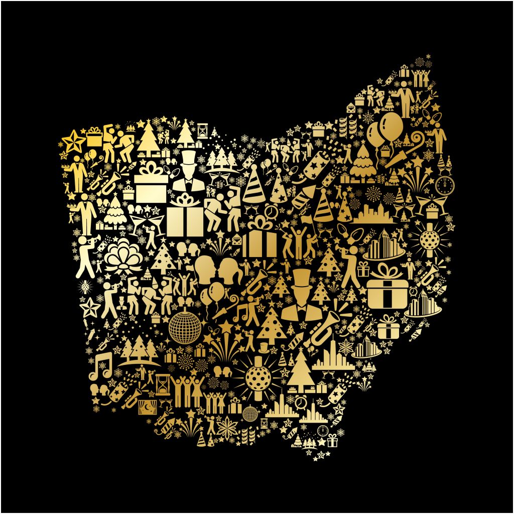 Ohio New Year Golden 2018 Celebration Vector Icon Pattern