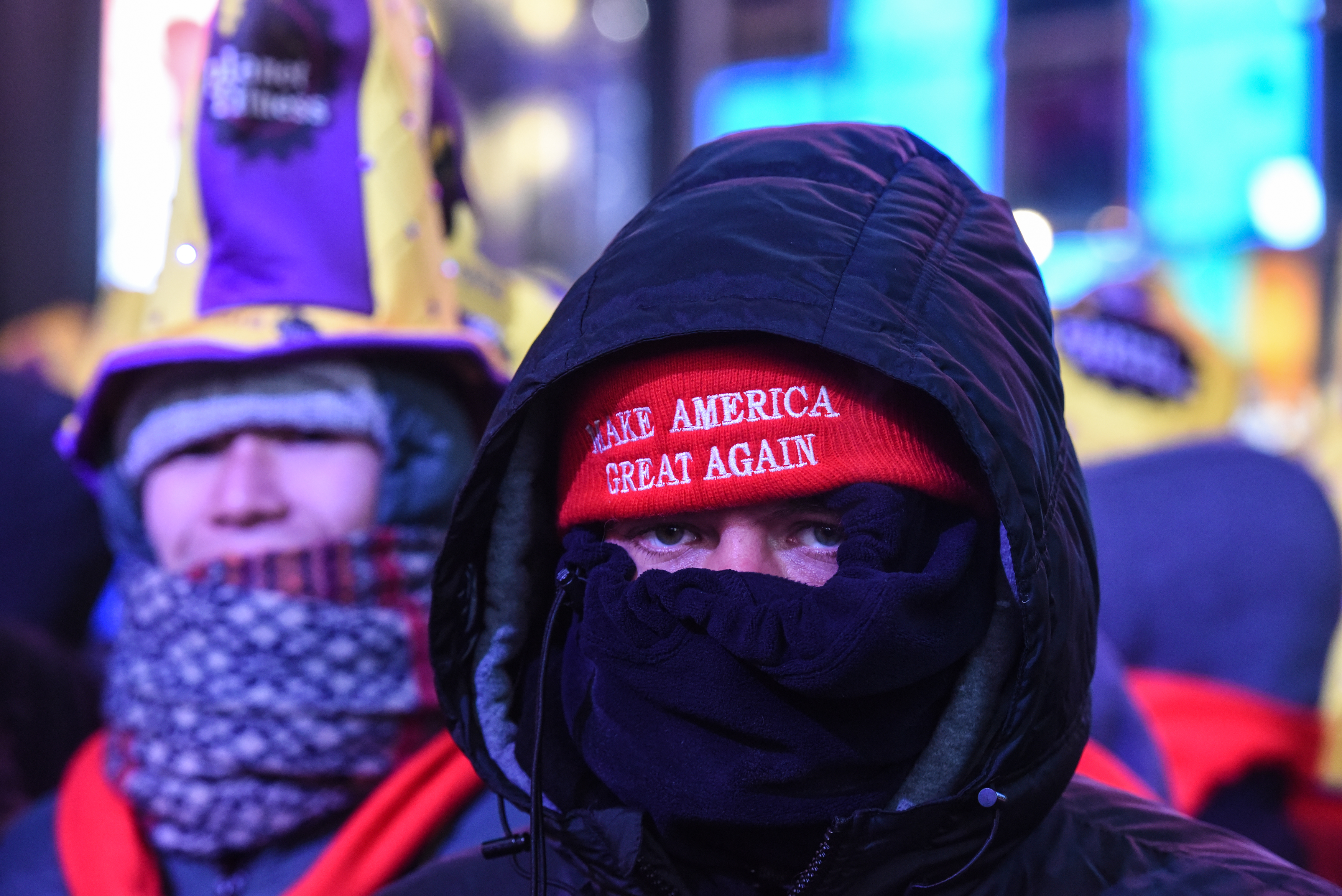 Amid Freezing Temperatures,Crowds Celebrate New Year's Eve In Times Square