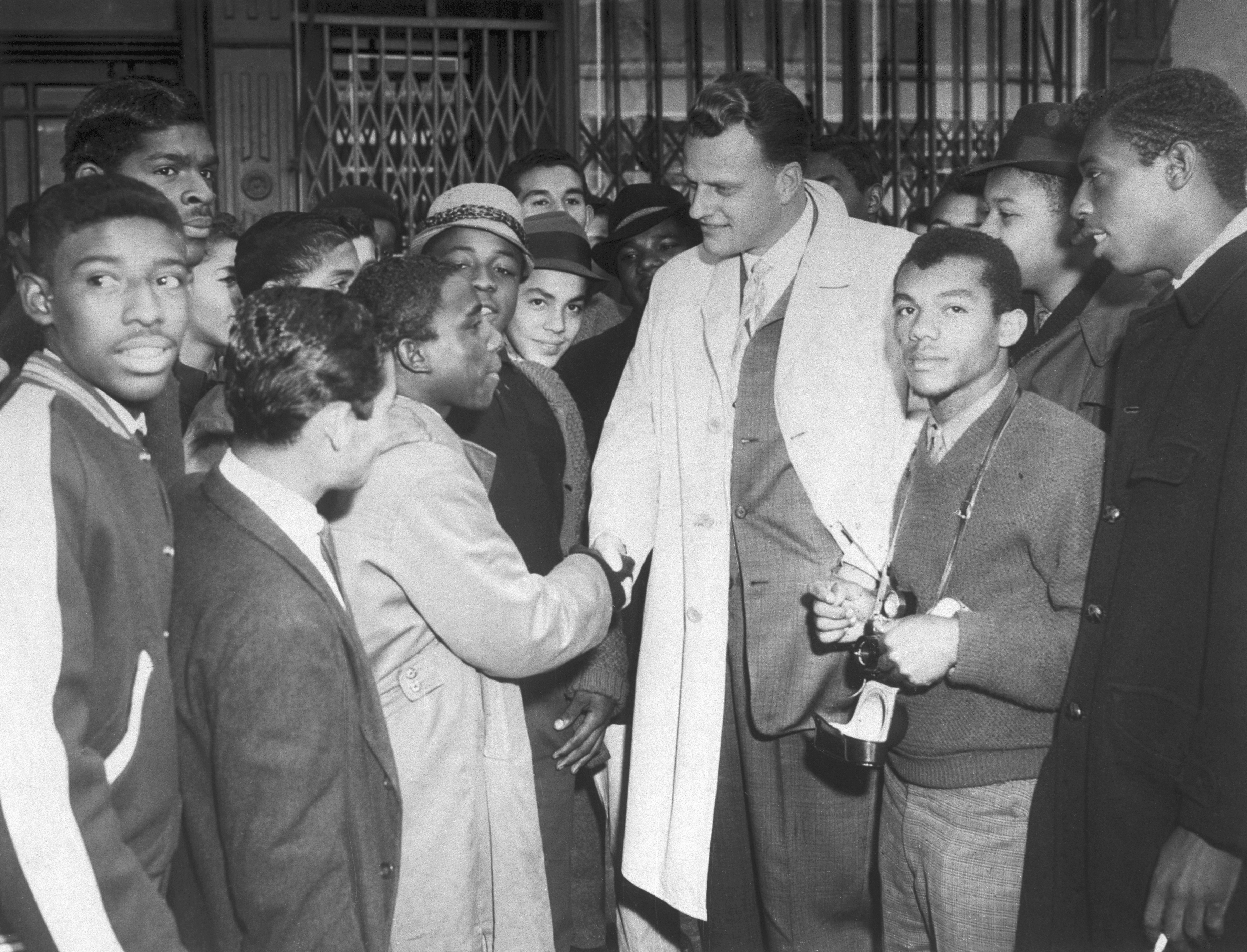 Billy Graham Talking With Harlem Youths