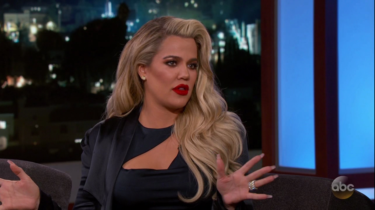 Khloé Kardashian during an appearance on ABC's Jimmy Kimmel Live!'