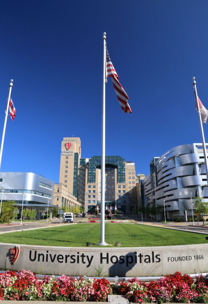 The landmark University Hospital of Cleveland, Ohio, United States