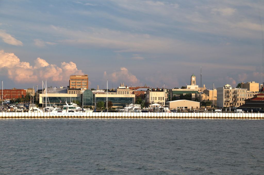 Sandusky city skyline from Lake Erie