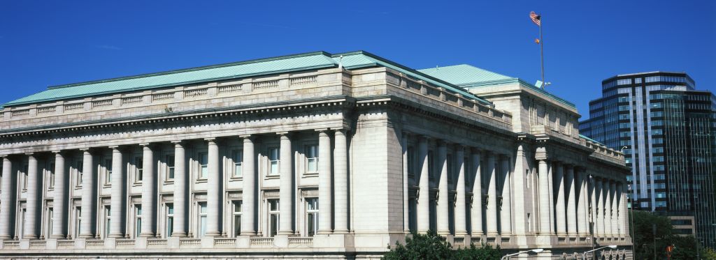 Low angle view of City Hall, Cleveland, Ohio, USA