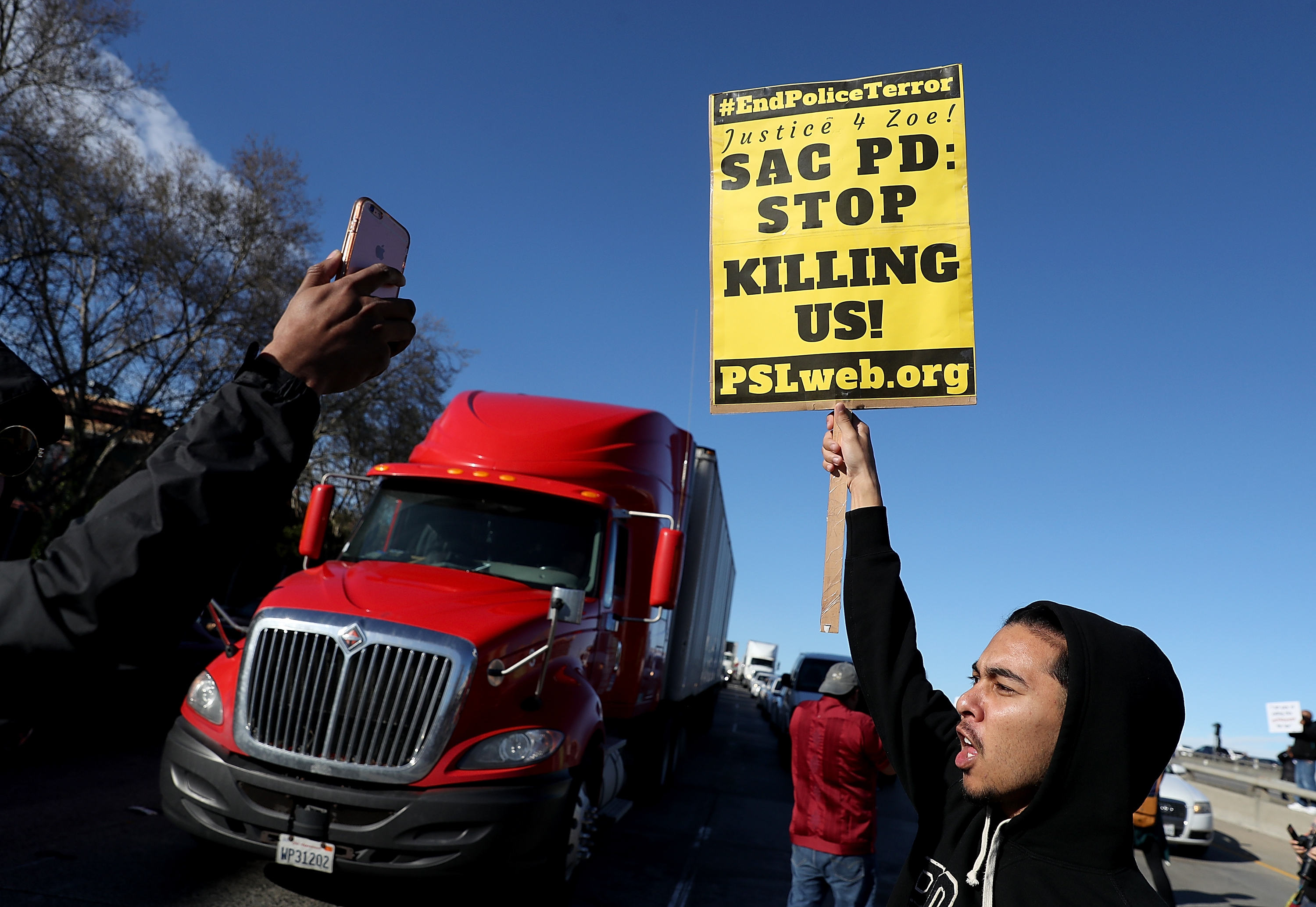 Demonstrators Protest Against Recent Sacramento Police Shooting Of Unarmed Black Man