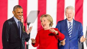 President Barack Obama, Hillary and Bill Clinton at a...