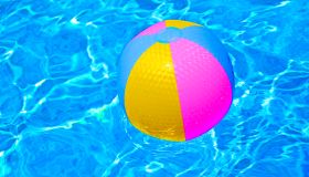 High Angle View Of Colorful Ball On Swimming Pool