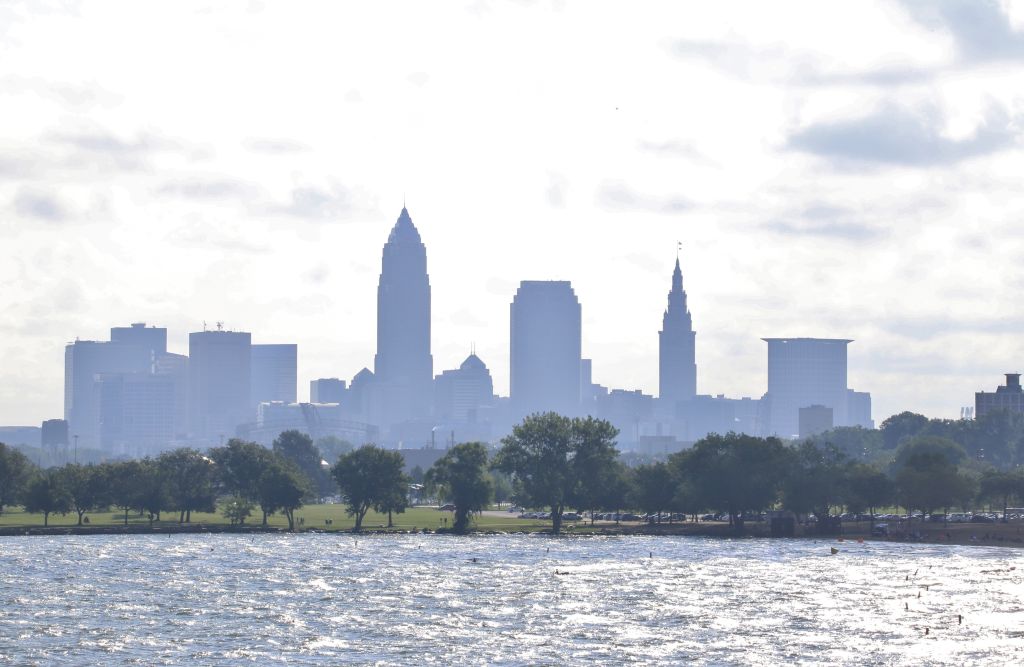 Summer haze over the Cleveland skyline