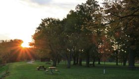 Sunrise over the Scenic park, Edgewater Metroparks, Cleveland, Ohio, USA