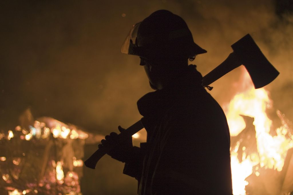 Firefighter with axe