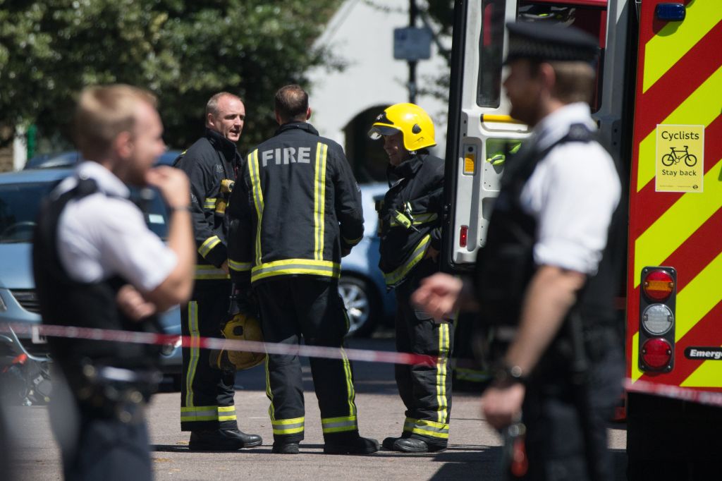 Scene of fire on 12th floor flat in Grafton House, Bow, East London.