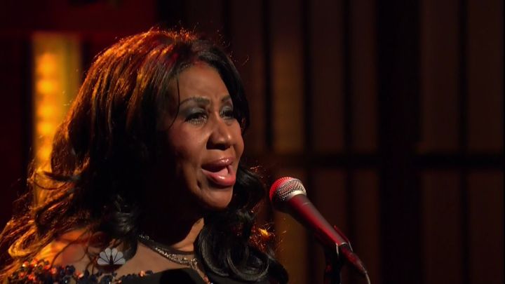 Aretha Franklin during an appearance on NBC's 'Late Night with Seth Meyers.'
