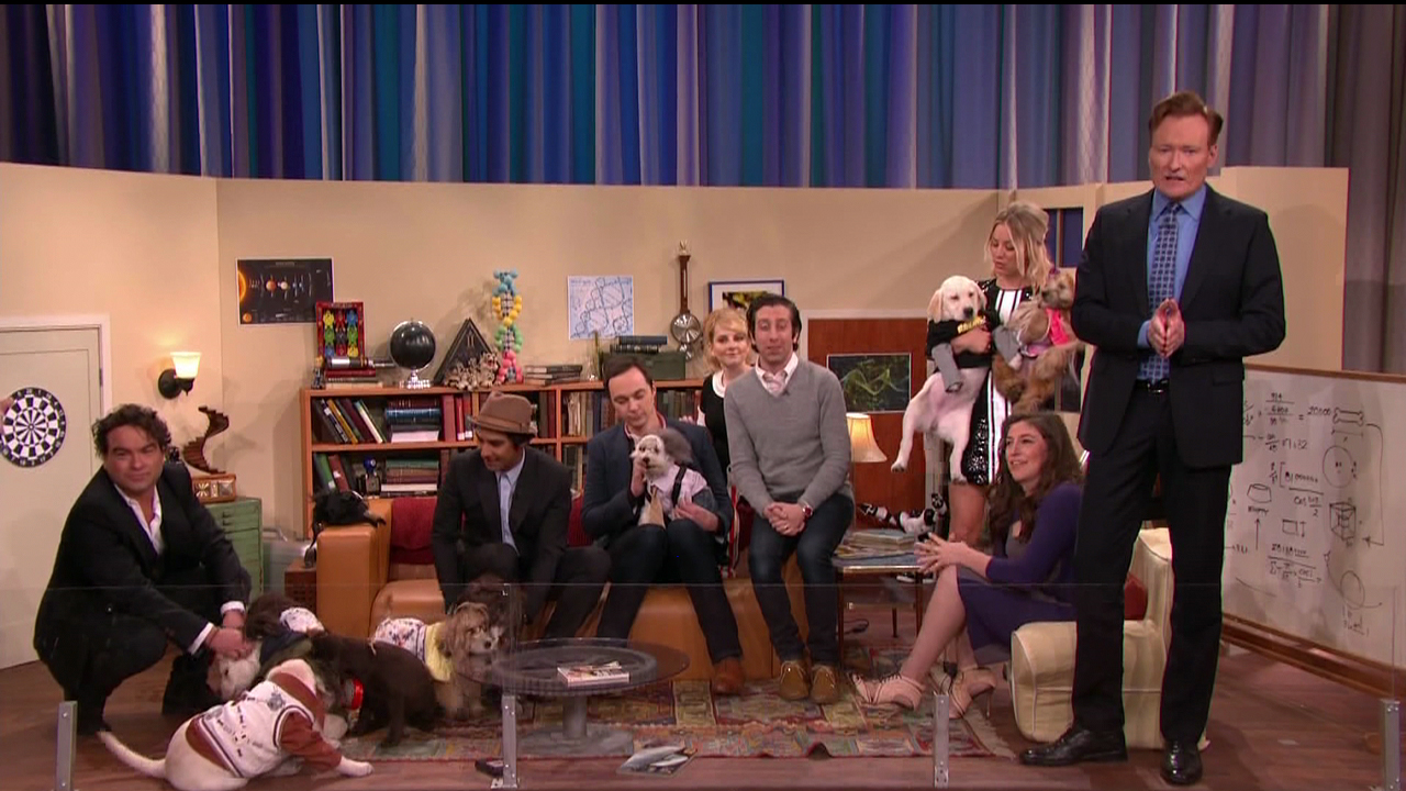 The Big Bang Theory cast during an appearance on TBS's 'Conan.'