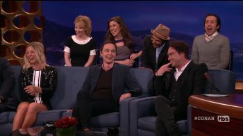 The Big Bang Theory cast during an appearance on TBS's 'Conan.'
