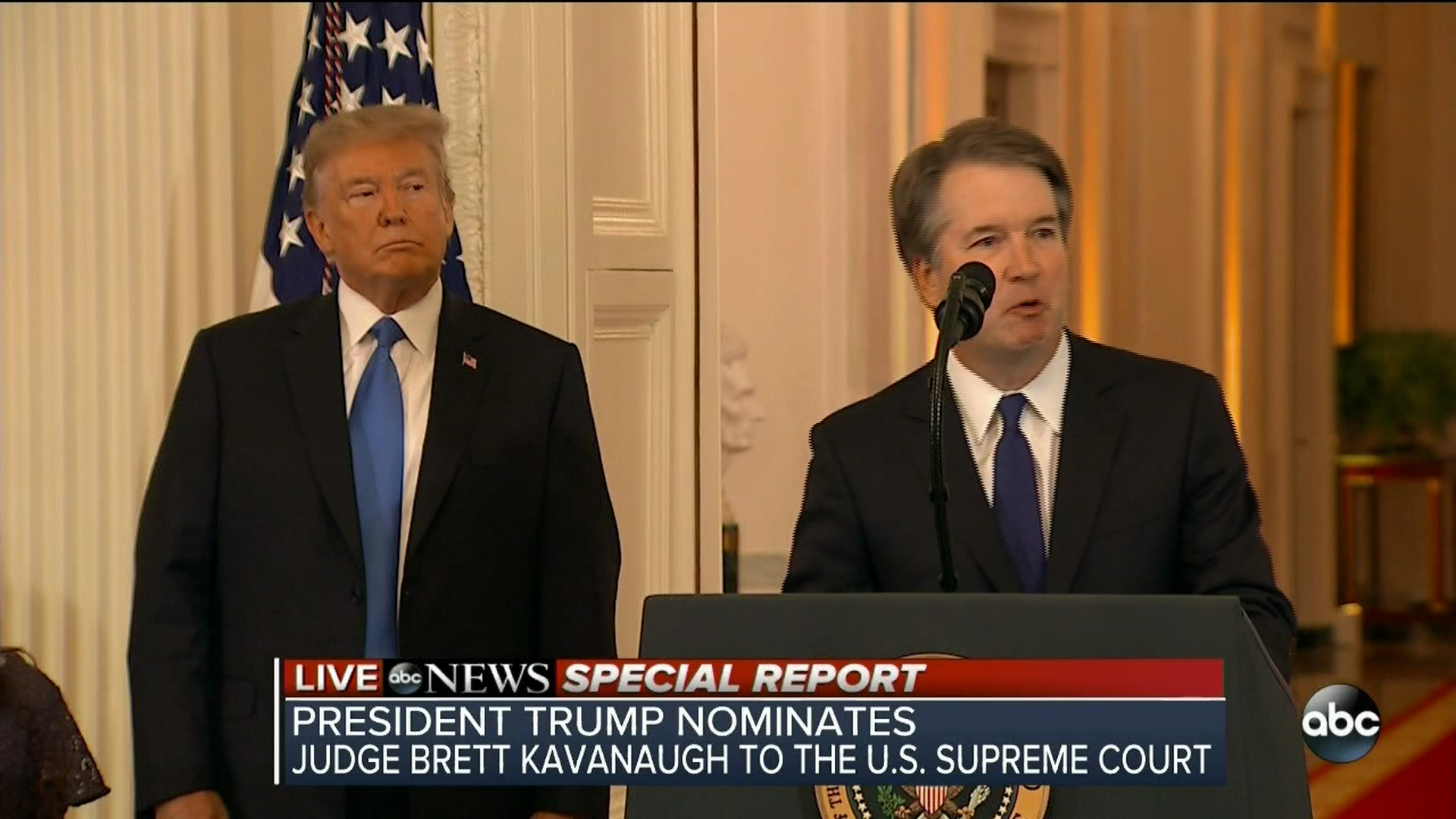 President Trump taps federal appeals court Judge Brett Kavanaugh for Supreme Court as seen on ABC.