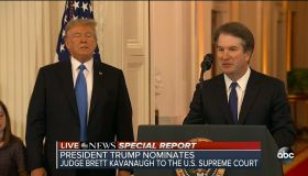 President Trump taps federal appeals court Judge Brett Kavanaugh for Supreme Court as seen on ABC.