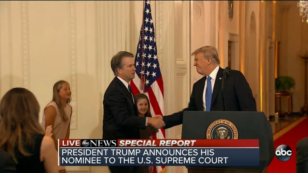 President Trump taps federal appeals court Judge Brett Kavanaugh for Supreme Court as seen on ABC.