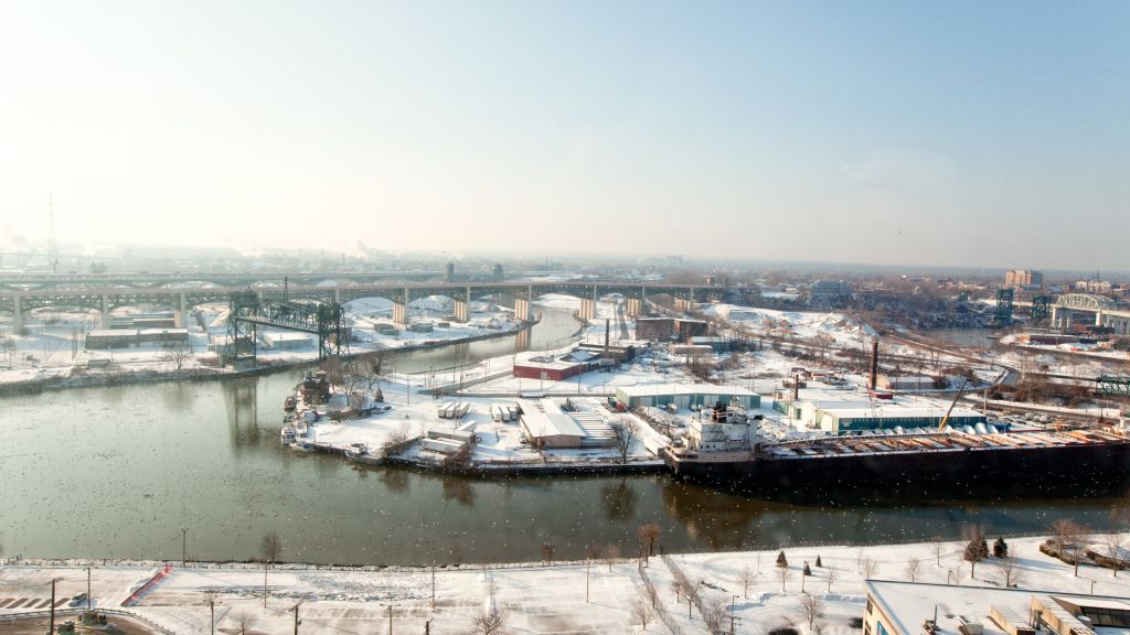 Wintertime Industrial Riverfront