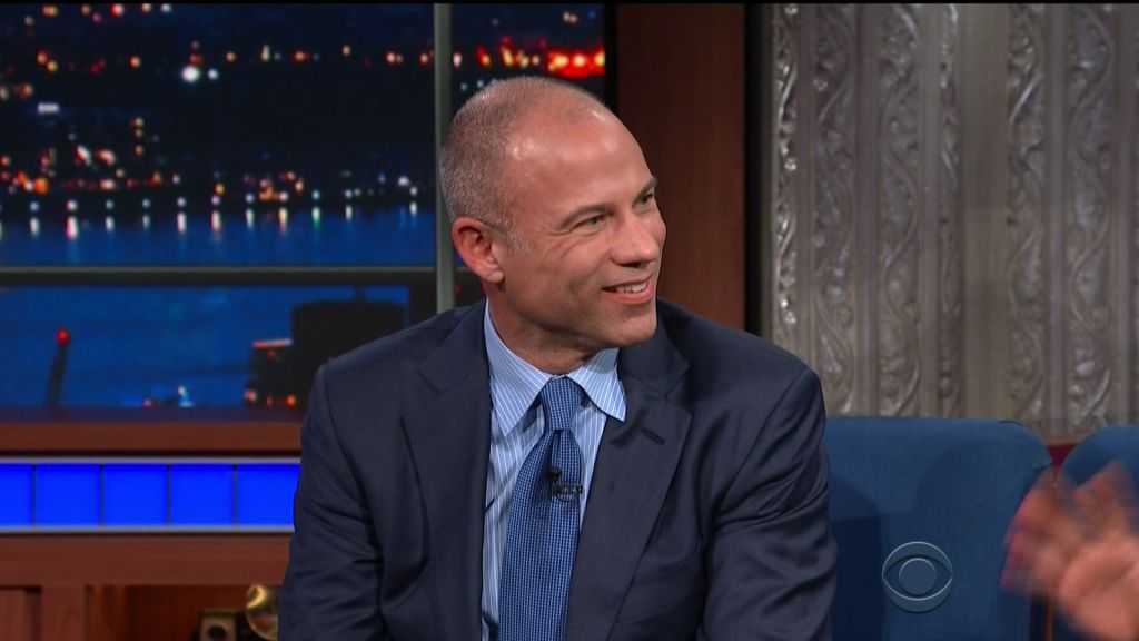 Anthony Scaramucci and Michael Avenatti during an appearance on CBS' 'The Late Show with Stephen Colbert.'