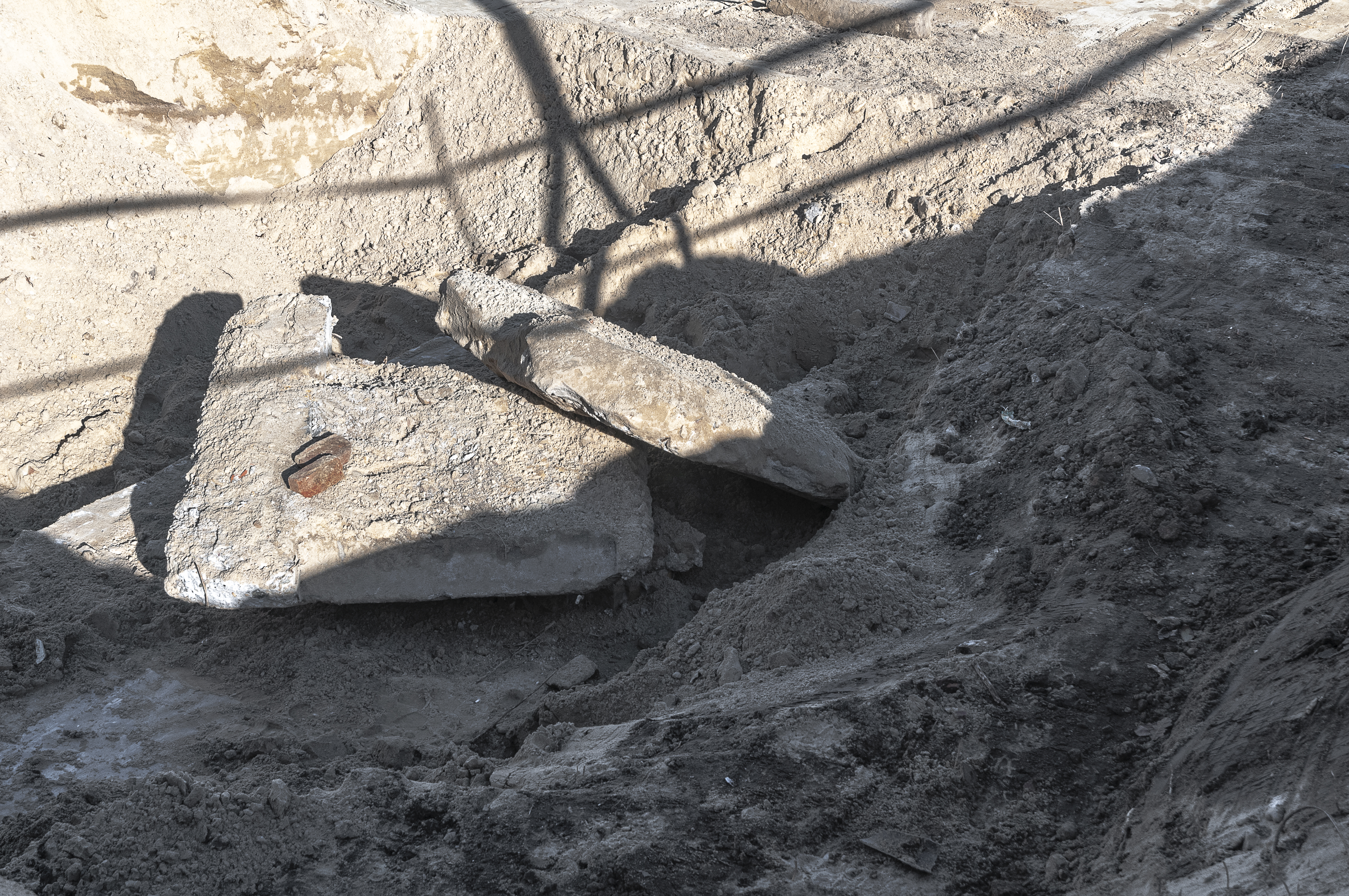 concrete waste at a construction site