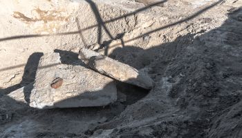 concrete waste at a construction site