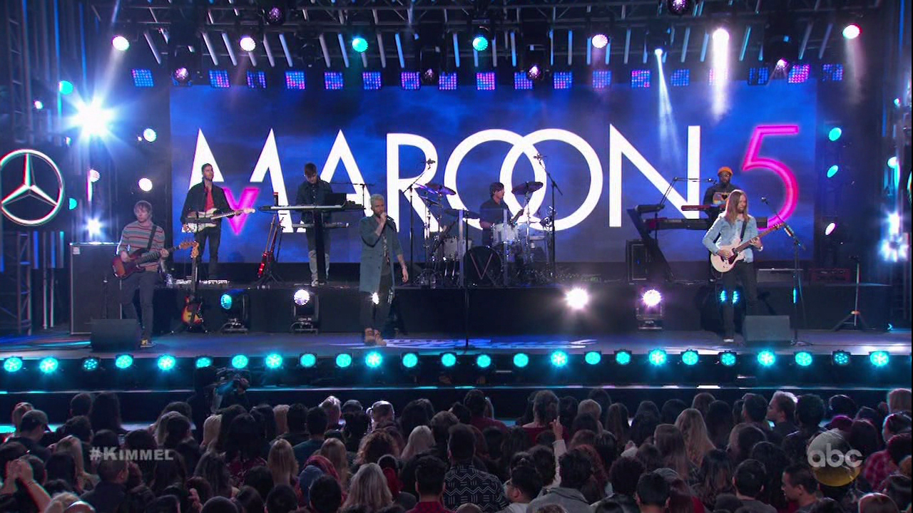 Maroon 5 during an appearance on ABC's Jimmy Kimmel Live!'