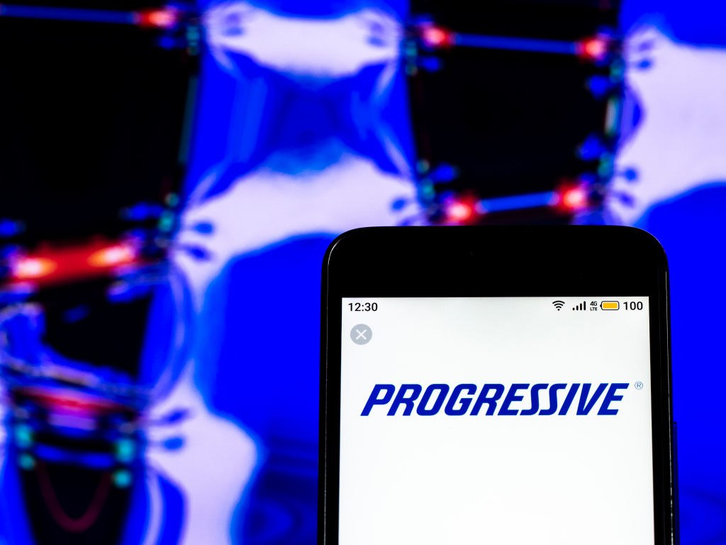 Progressive Corporation Car insurance company logo seen...