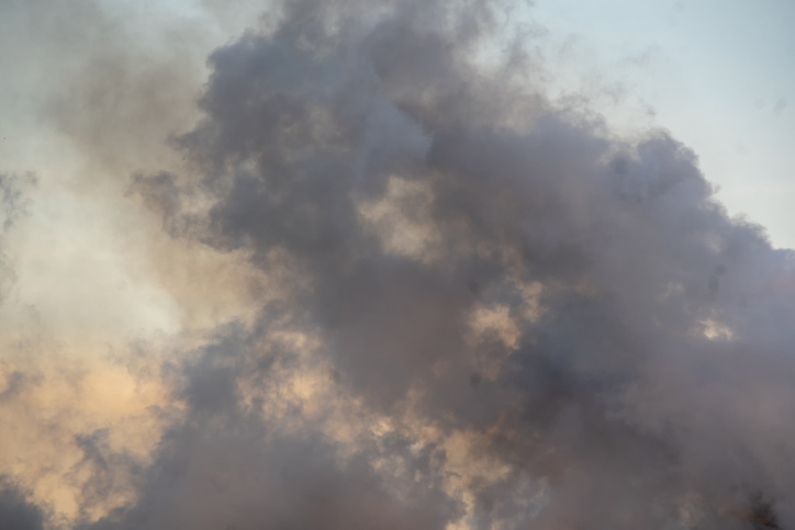 Smoke caused by explosions,Black smoke like clouds background.