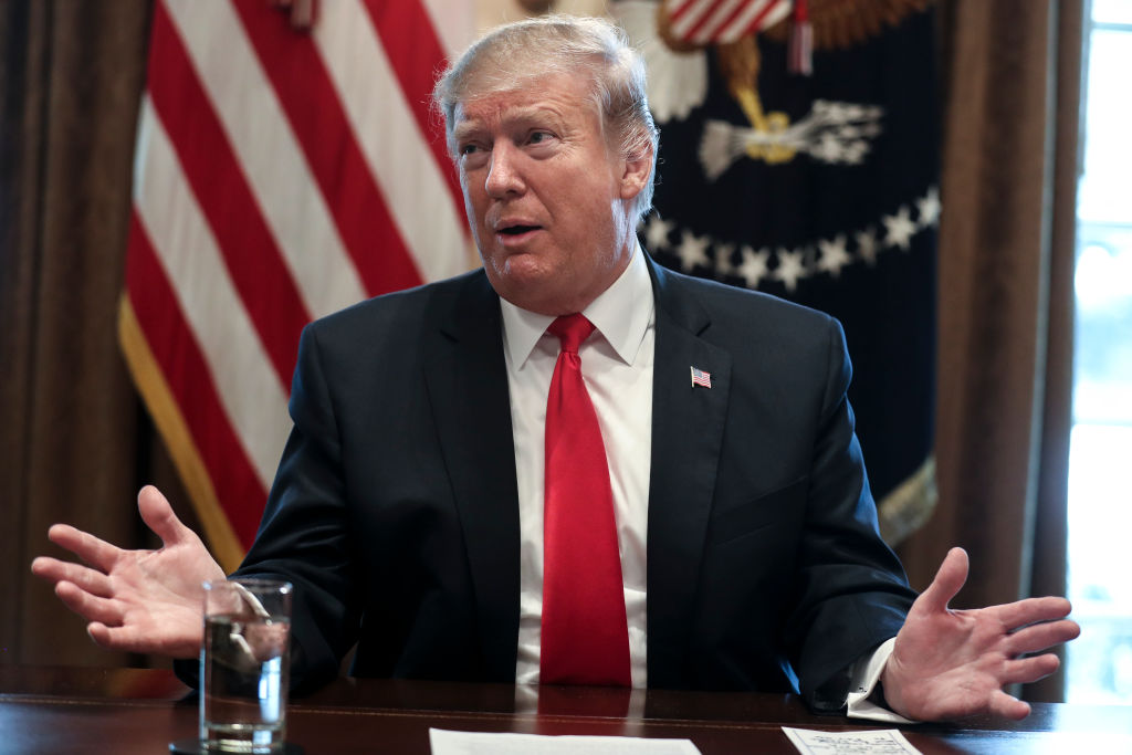 WASHINGTON, DC - FEBRUARY 1: President Donald Trump speaks duri