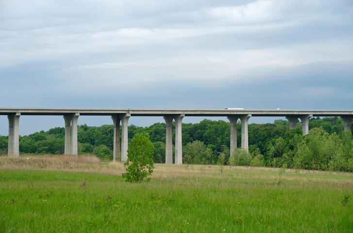 Highway bridge span over the valley