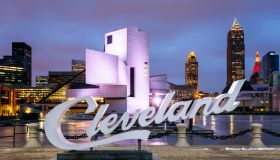 Cleveland Script Sign, Lake Erie, Cleveland, Ohio, America