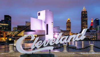 Cleveland Script Sign, Lake Erie, Cleveland, Ohio, America