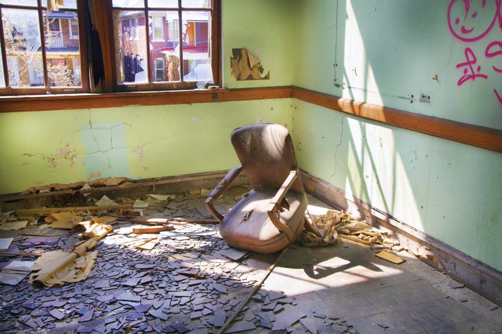 Abandoned school classroom