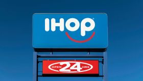 iHop, International House of Pancakes logo and sign...