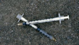 Discarded syringes.