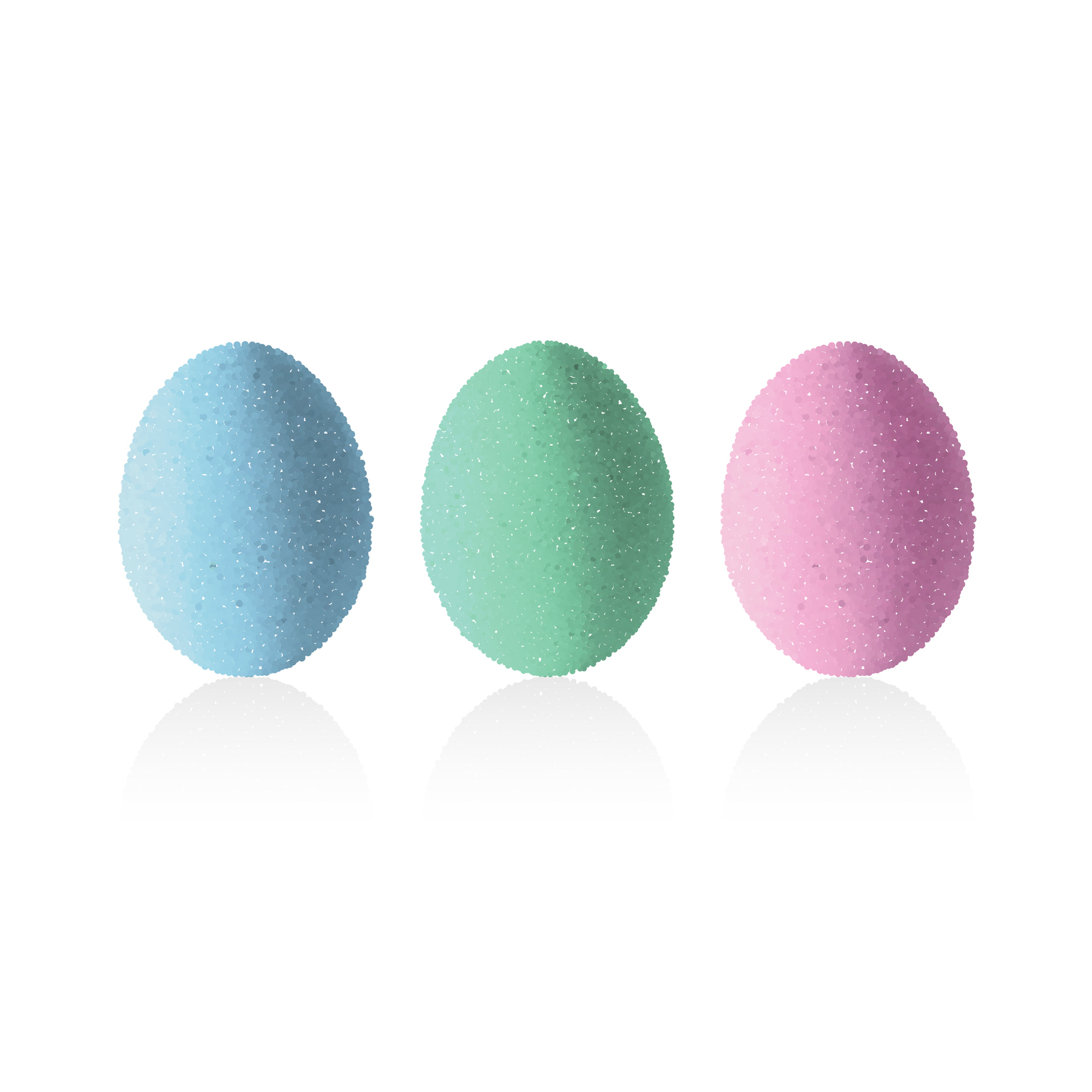 Three colorful Easter eggs