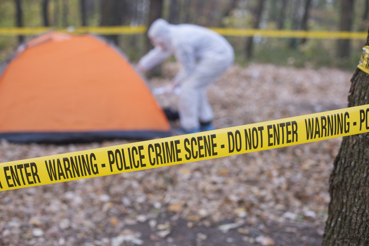 Forensics at the murder scene.