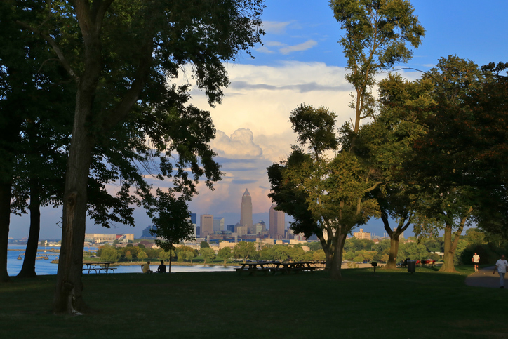 Cleveland skyline seen at Edgewater Park